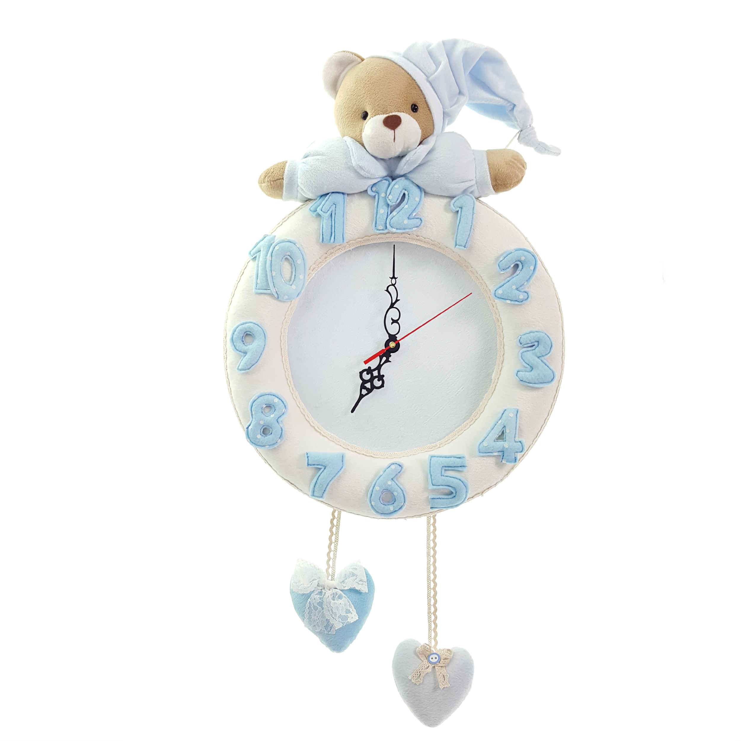 Main image of 木质儿童挂钟 – 蓝色小熊造型，完美儿童房装饰