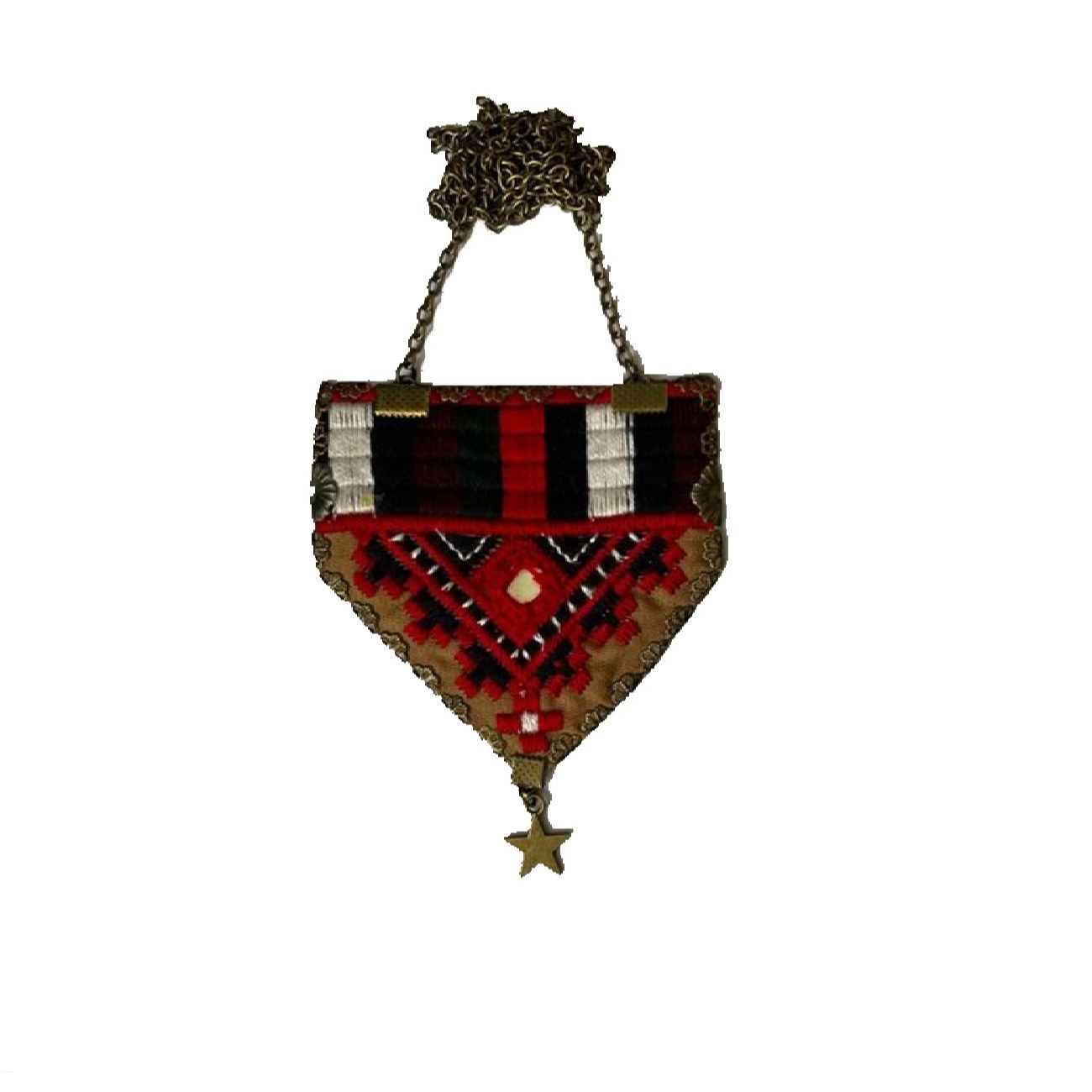 Main image of 编织刺绣项链，配金属链条和象征性细节