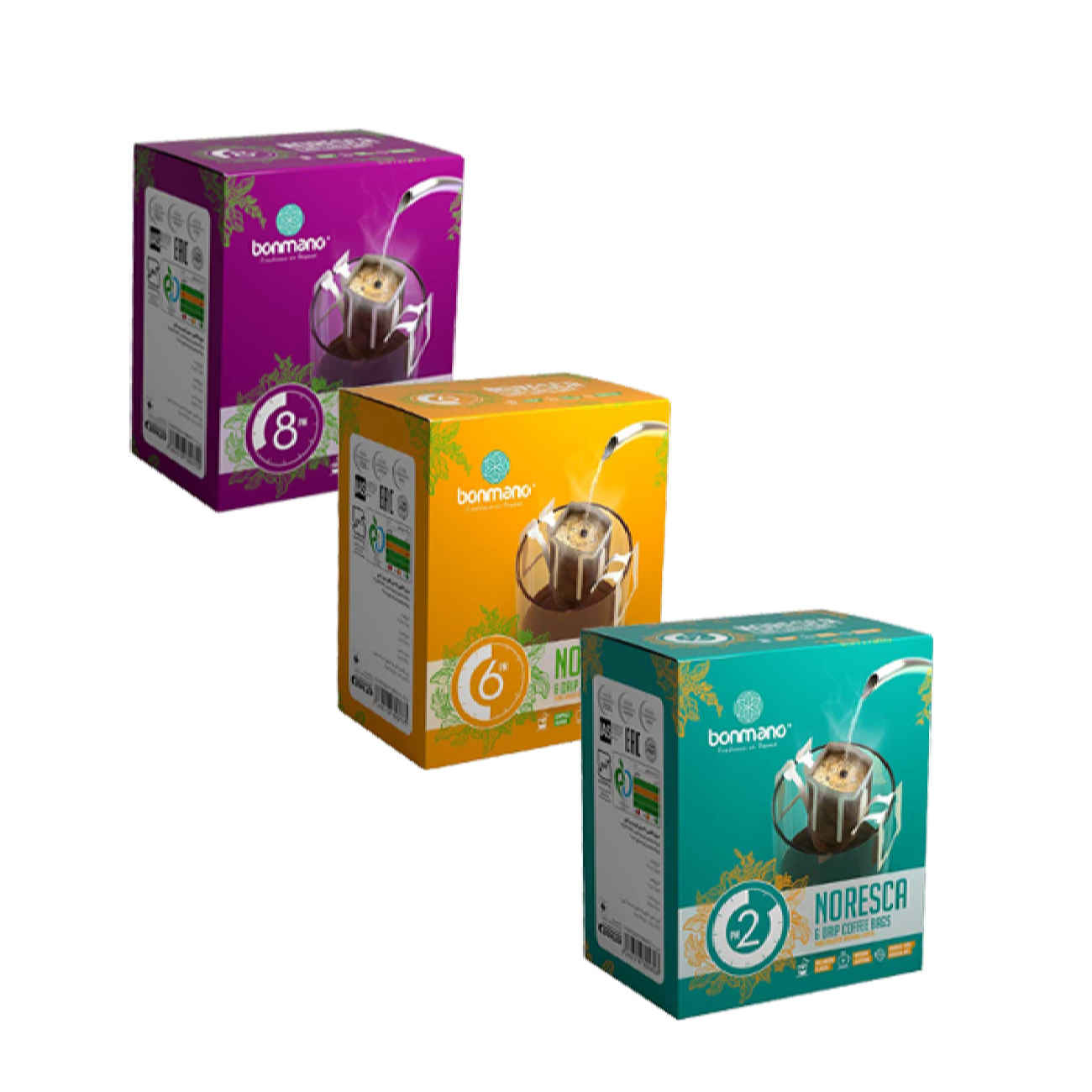 Main image of 100%阿拉比卡家庭冲泡滴滤咖啡 | Noresca Bonmano混合（3包×6）