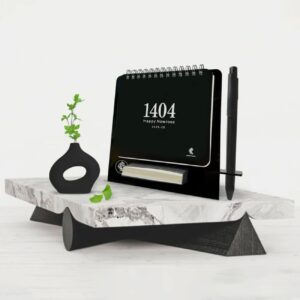 1404波斯桌面日历 – 带笔与便签，现代设计