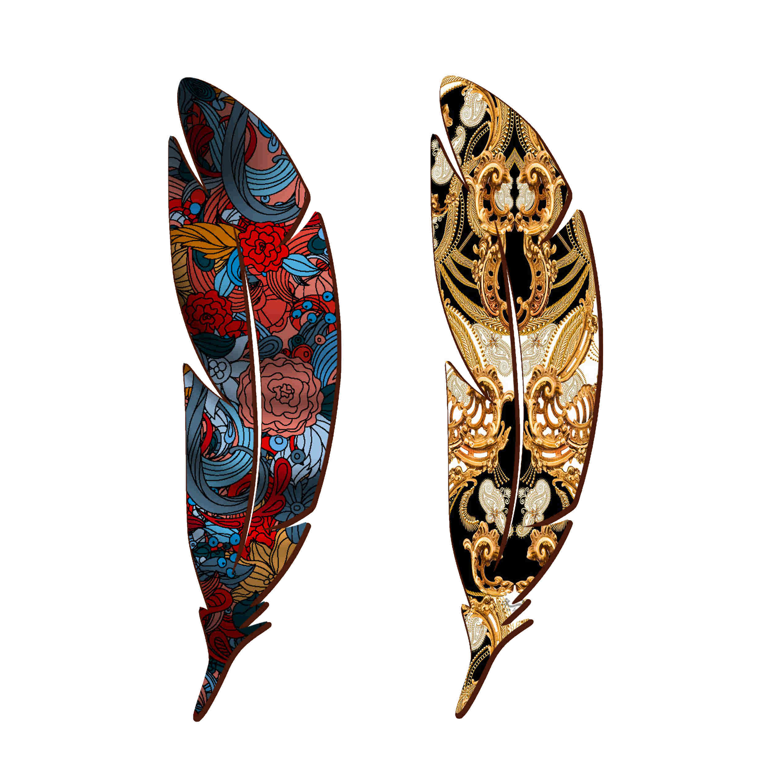 Main image of 波斯风格木质艺术书签 – 花卉图案 (2个装)