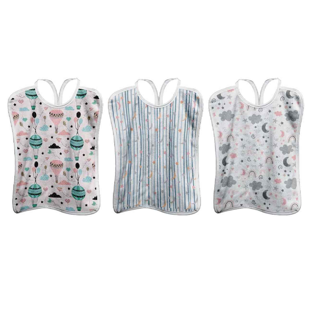 Main image of 婴儿围嘴 – 适合进食，双层防水衬里（三件套）