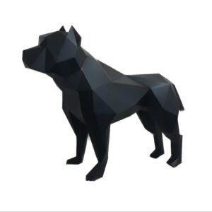 几何立体派比特犬雕像 – 手工现代艺术品