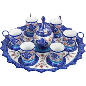 手工波斯茶具套装 – 铜胎掐丝珐琅，适合礼品与家居装饰