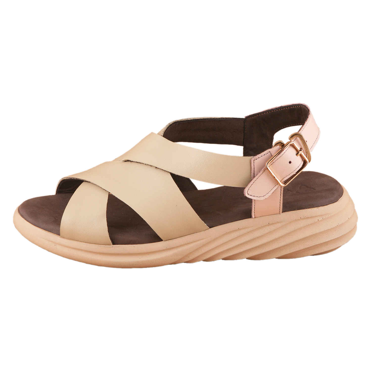 Main image of 登山凉鞋 – 天然皮革，时尚适合步行，奶油色