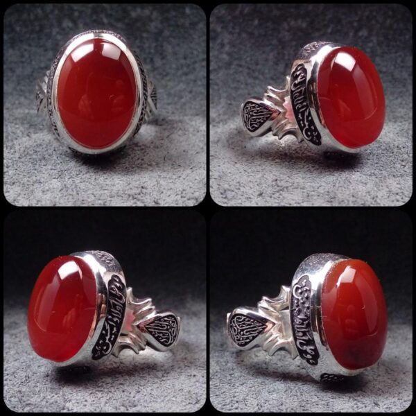 伊斯兰也门玛瑙银戒指 – 男士专用，正宗伊斯兰设计