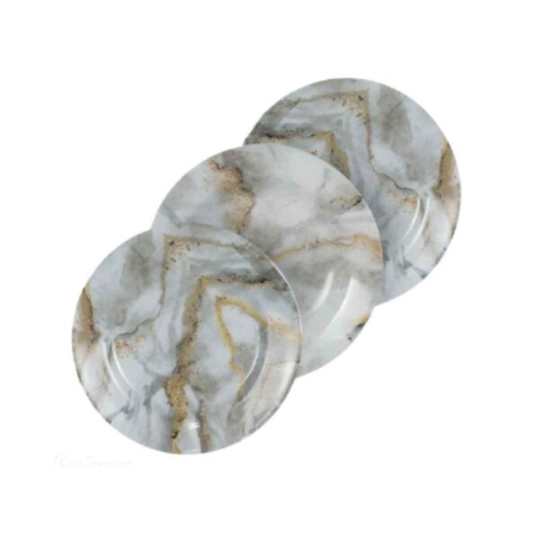 美耐皿餐盘套装 – 大理石纹设计，可微波炉加热与洗碗机清洗（18件装）