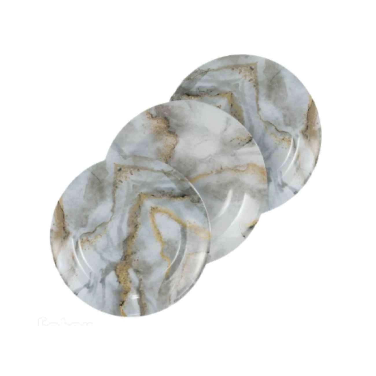 Main image of 美耐皿餐盘套装 – 大理石纹设计，可微波炉加热与洗碗机清洗（18件装）