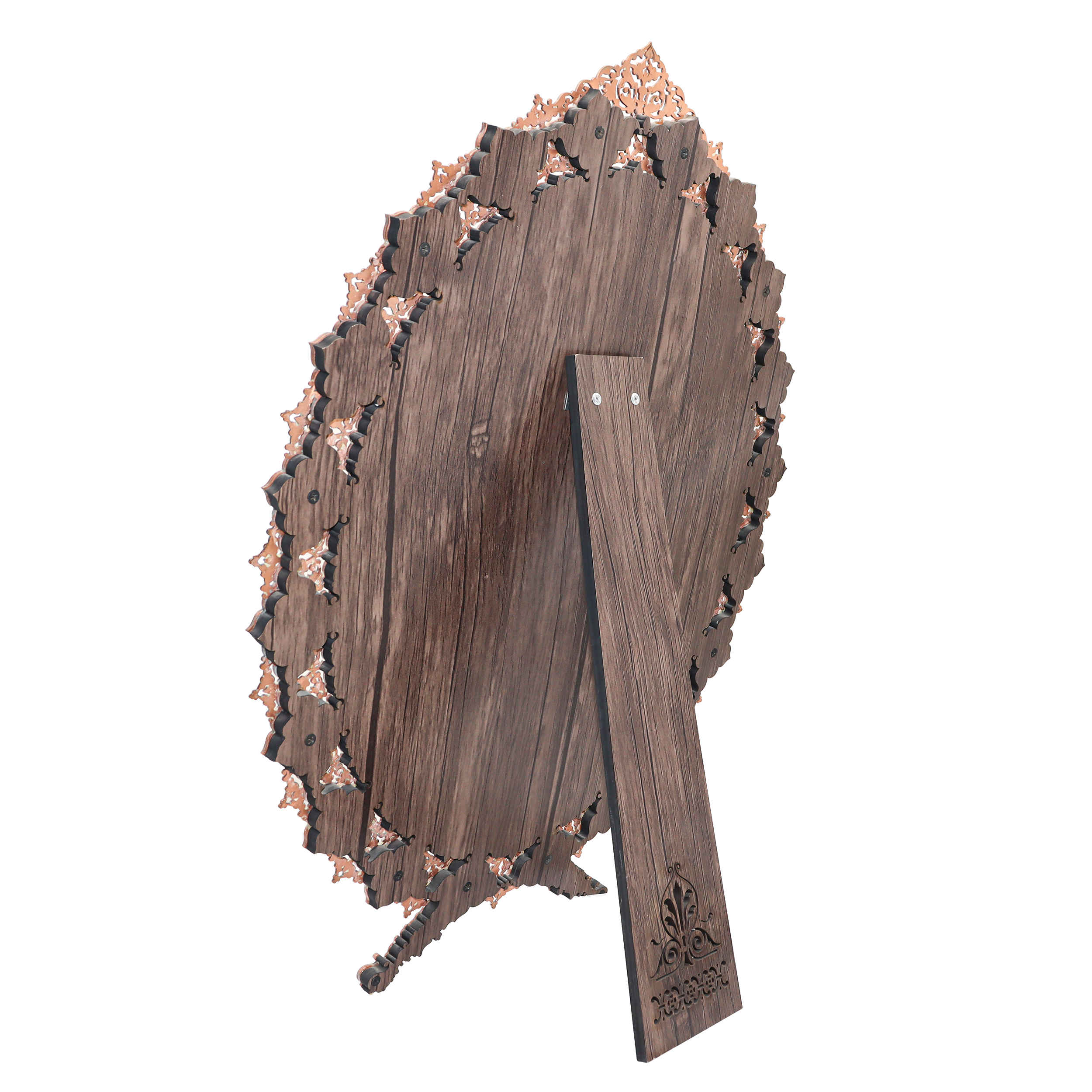 波斯铜镶绿松石镜框及烛台 – 银雕图案设计