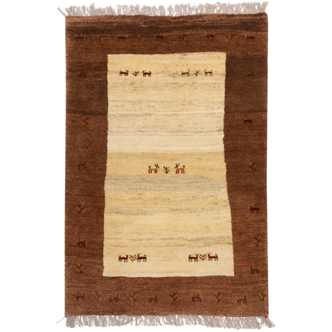 Main image of 波斯加贝毯 羊毛地毯 正宗手工编织 Fars 地区 动物图案