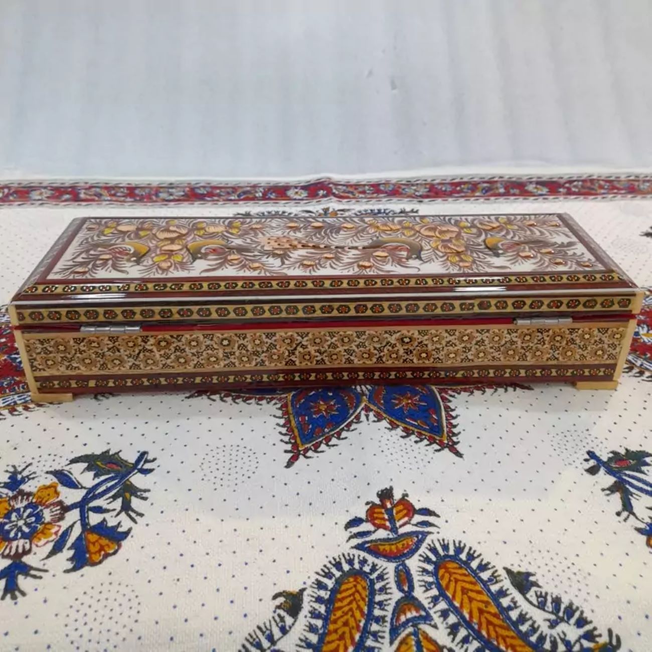 Main image of 波斯桑图尔琴槌储存箱 铰链门款 花卉与鸟类模型