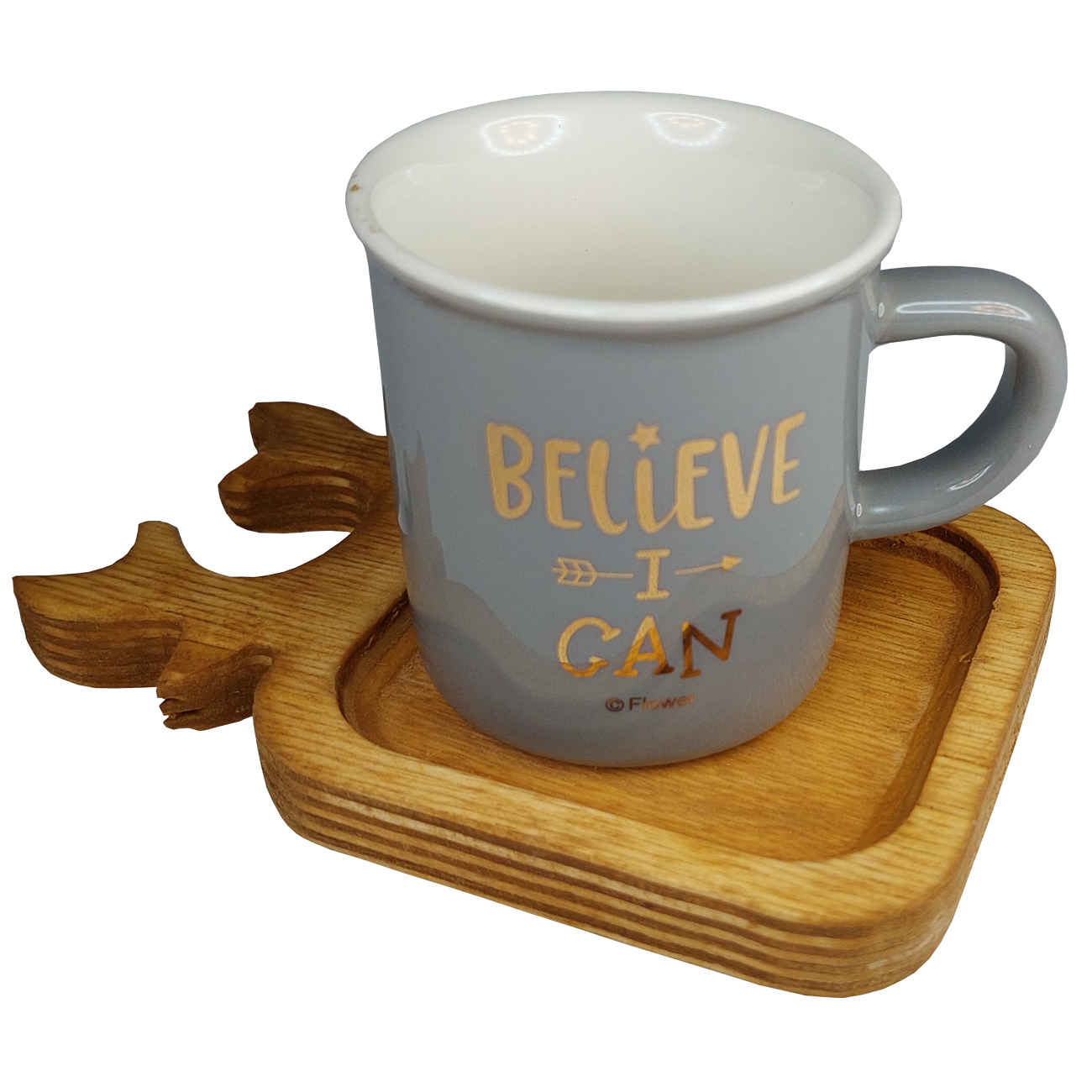 方形木质杯垫 – 鹿角设计 (2件装)