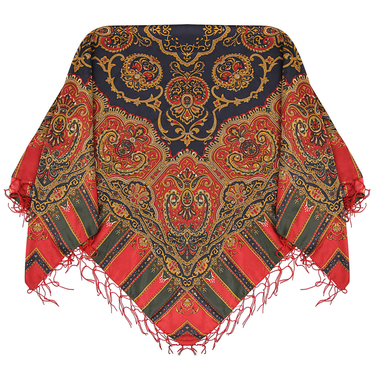 Main image of 土库曼民族棉质围巾 – 优雅传统，佩斯利图案