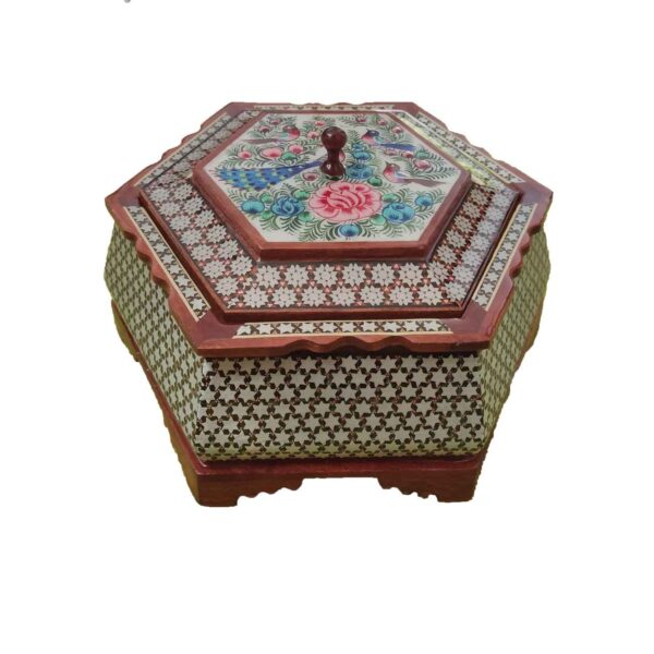 木制 Khatam Kari 糖果碗 – 适合礼品及茶咖使用，棕色款