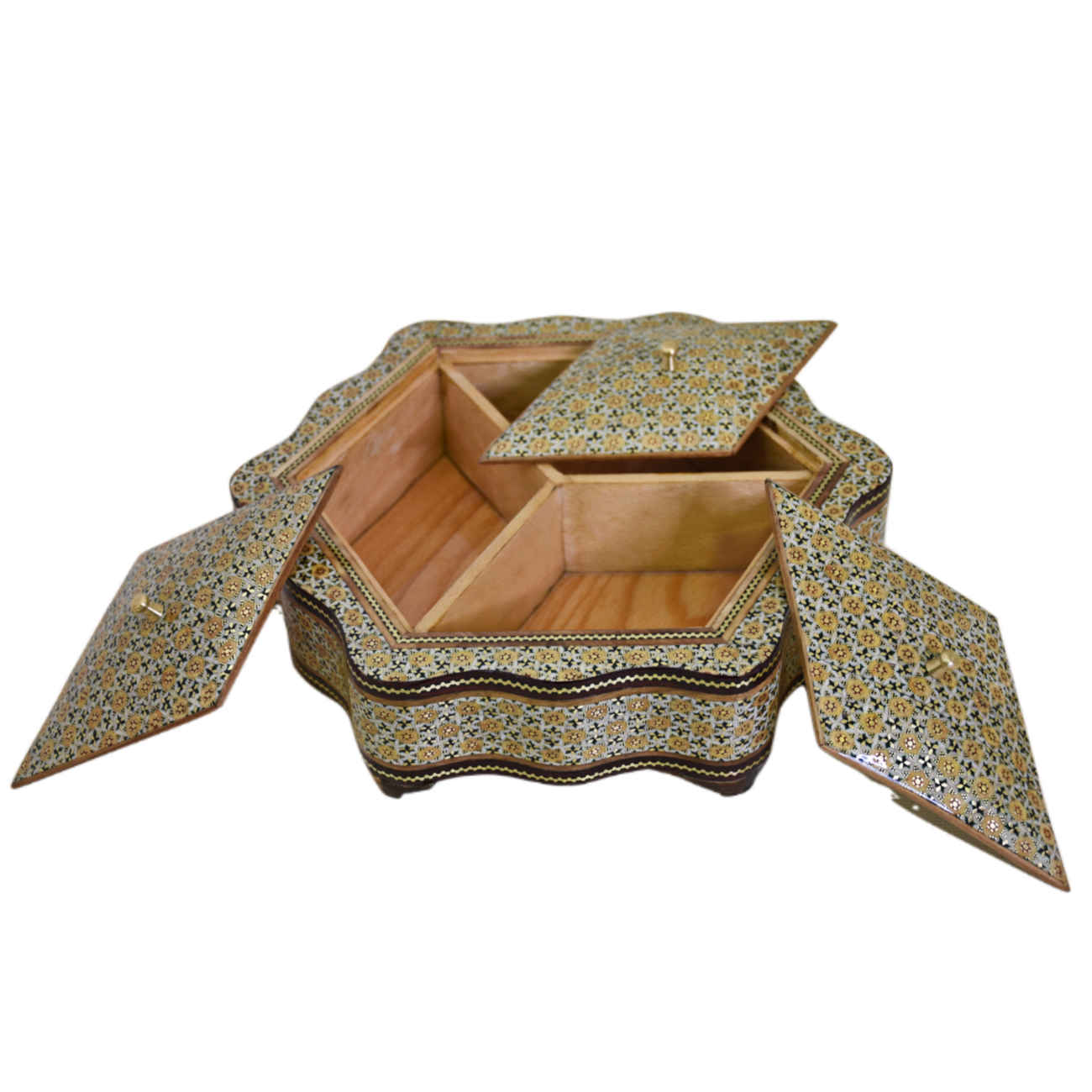 木制 Khatam Kari 糖果碗 – 甜点、礼品与家居展示理想选择