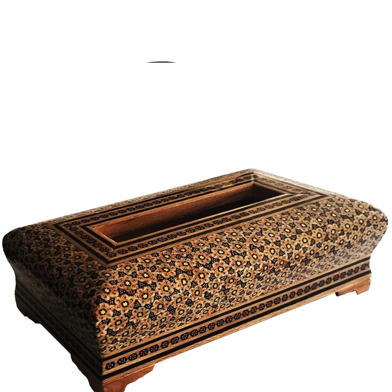 Main image of 波斯手工木质纸巾盒套 – 哈塔姆镶嵌工艺·贾万款