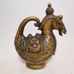 古董黄铜玫瑰水喷洒器 – 传统香氛仪式用