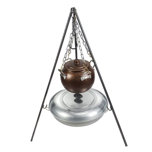 三件套大锅篝火烹饪套装 – 带三脚架、平底锅和锅，完美户外探险