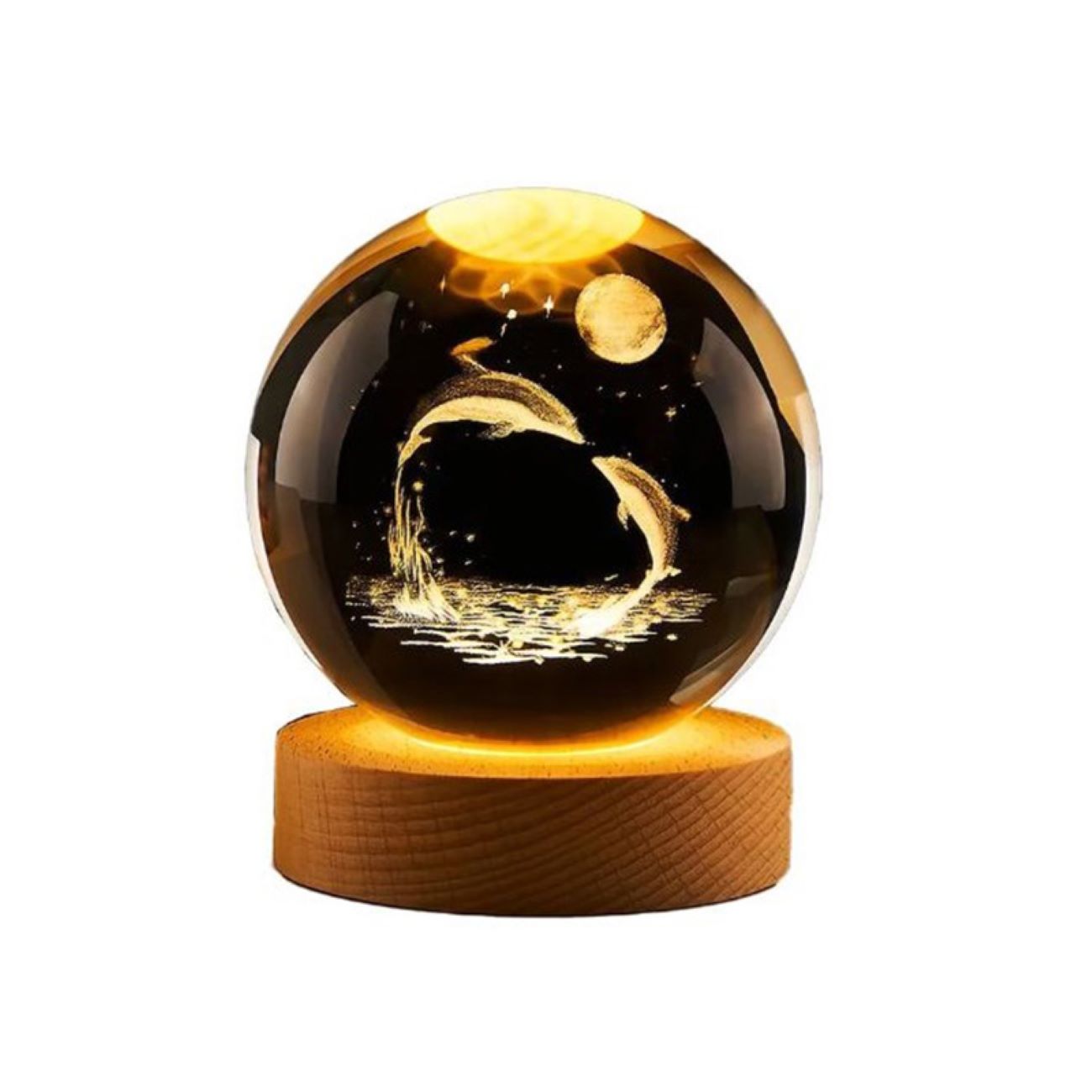 Main image of 3D水晶球夜灯 – 海豚设计，奇幻发光LED灯