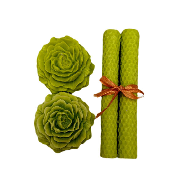 蜜蜡玫瑰形柱形蜡烛 – 迷人设计（4件套）