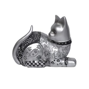 涤纶猫雕像坐姿花卉设计 – 可爱独特的家居装饰品