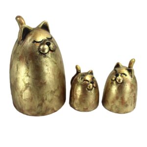 涤纶猫雕像三件套 – 优雅耐用的家居艺术品