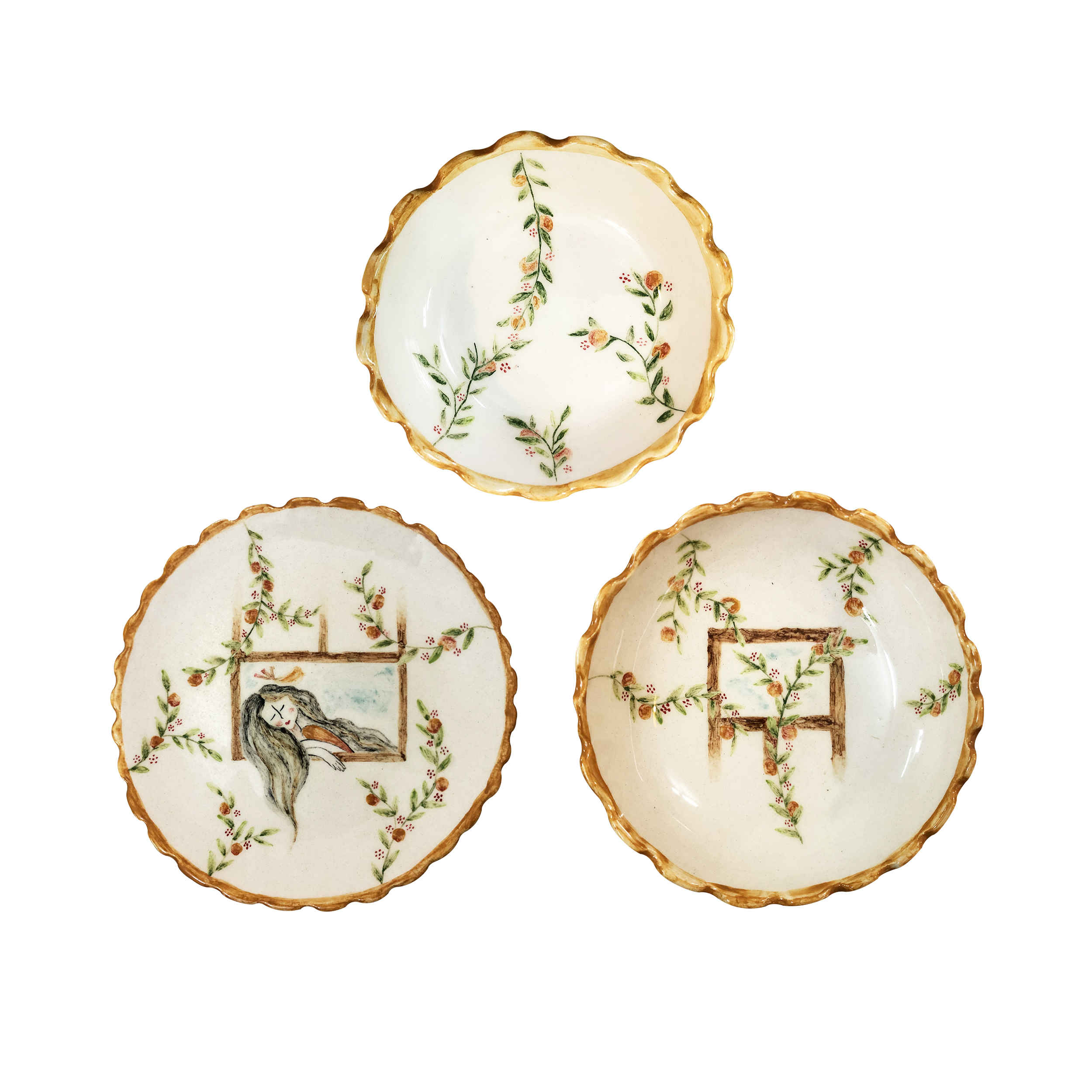 陶瓷餐盘与碗四件套 – 国会图案，可微波炉加热与洗碗机清洗