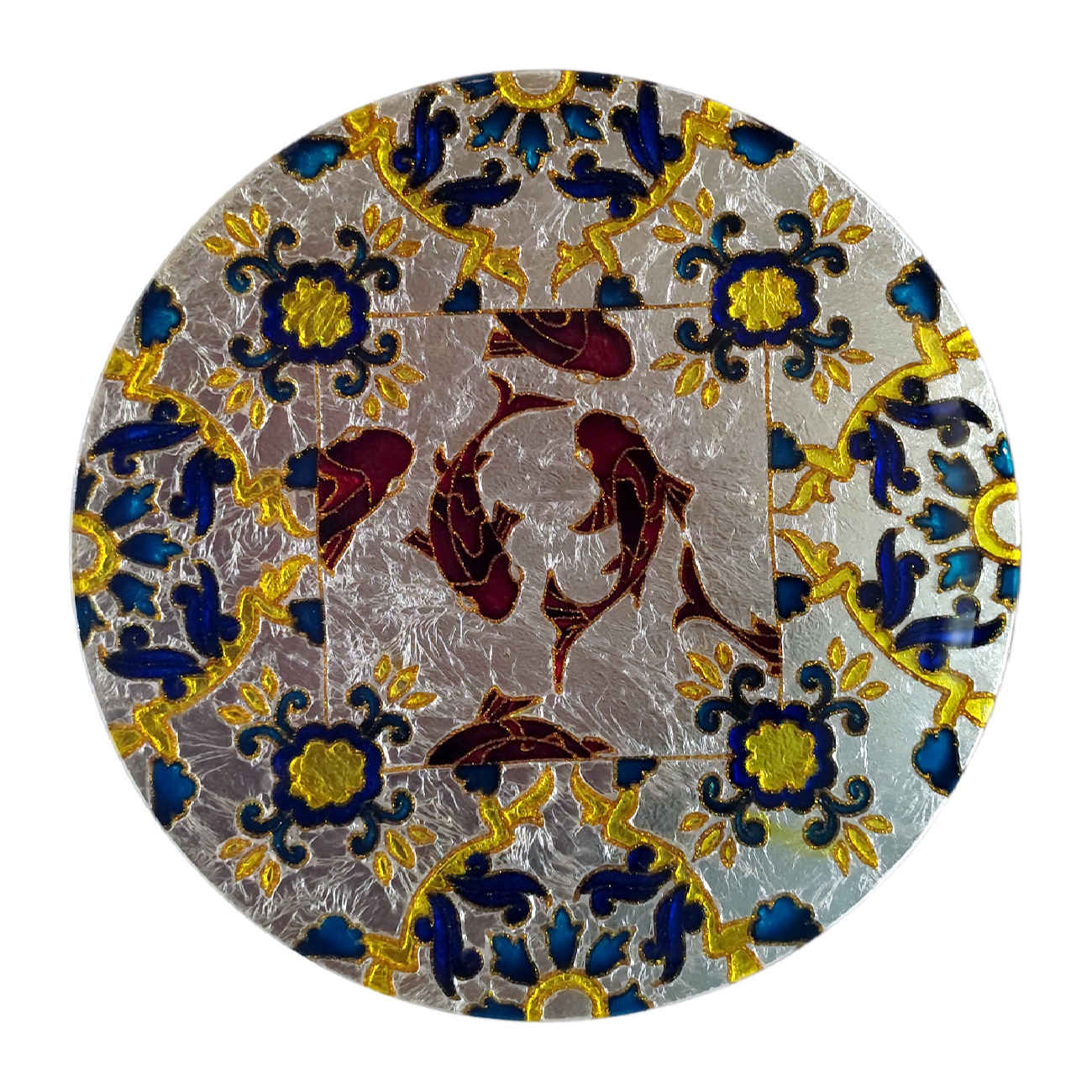 Main image of 装饰玻璃盘 – 手绘，珐琅艺术与鱼塘设计