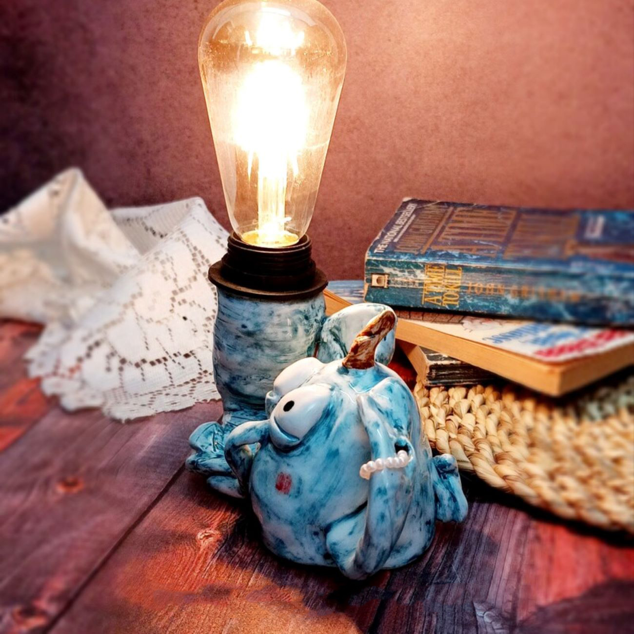 大象造型艺术桌灯 – 蓝色,独特创意照明