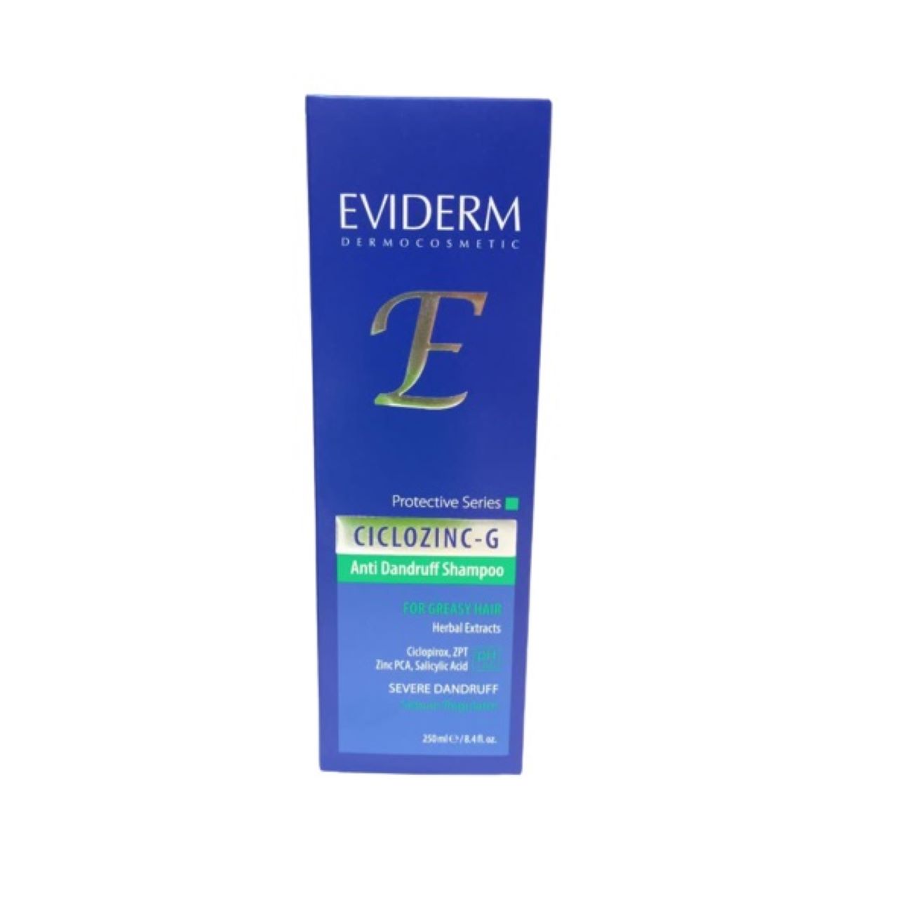 Eviderm 去屑止痒洗发水，适合油性发质，含环吡酮醇，250 毫升