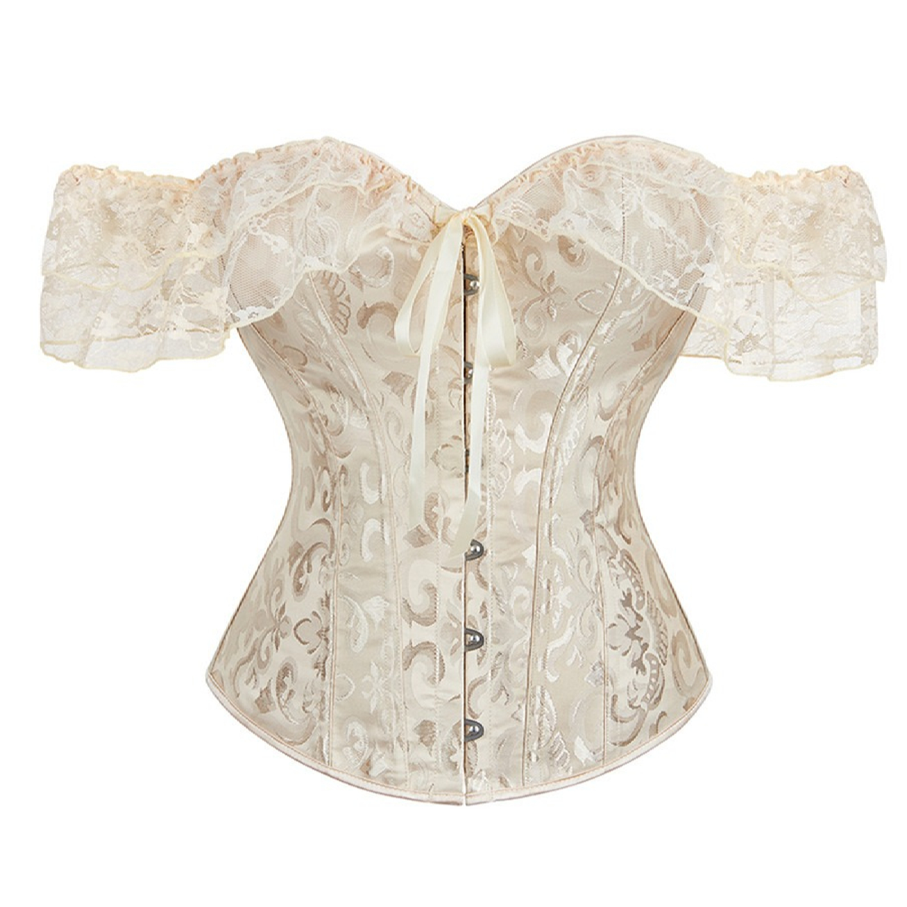 Main image of 胸衣紧身束身衣 – 牛奶色花卉设计，派对完美款