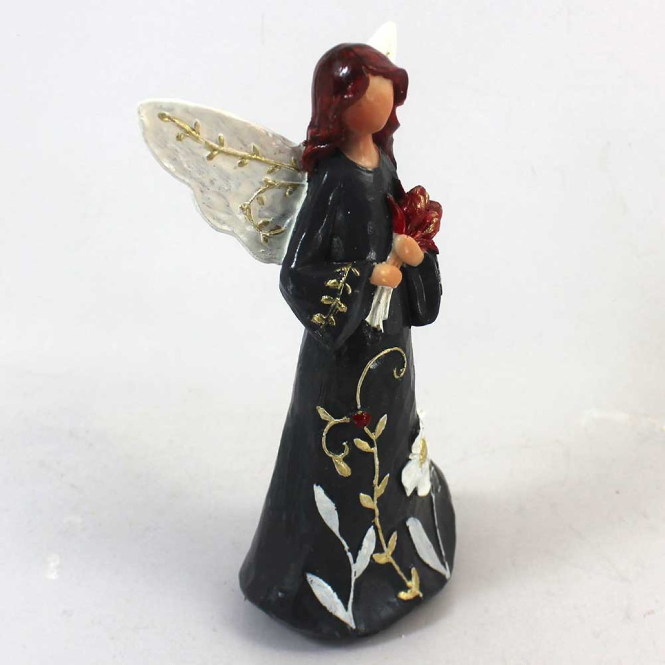 花束天使雕像 – 宁静优雅的象征(2件套)