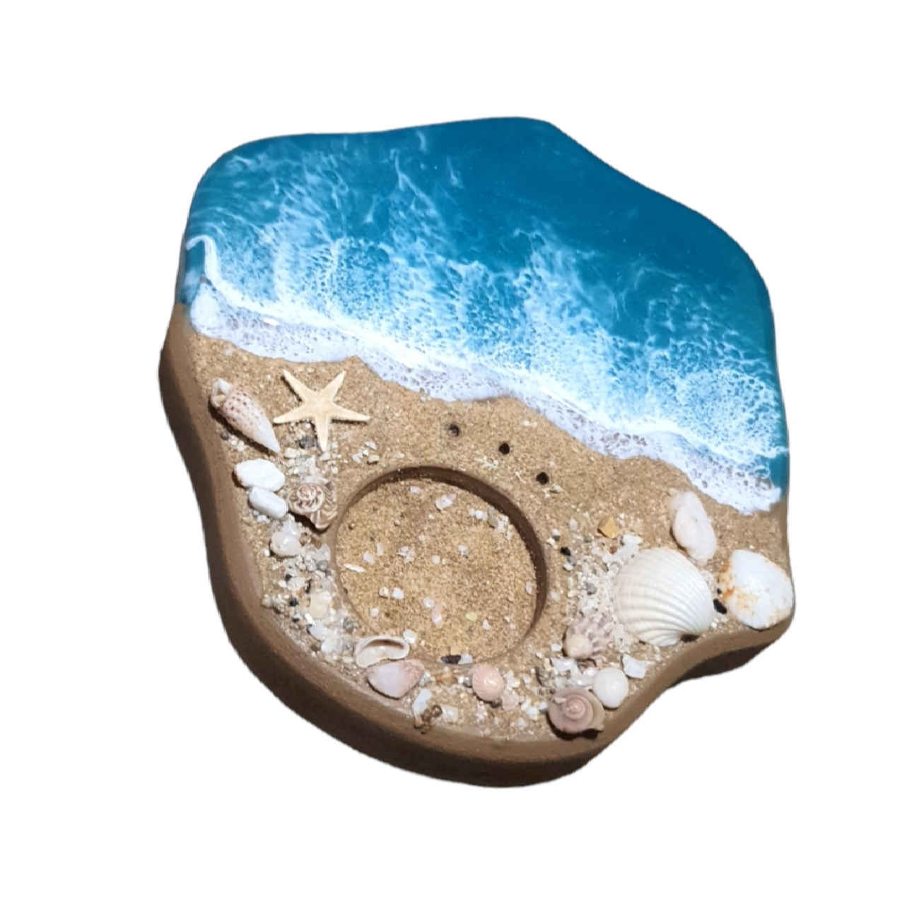 手工树脂香薰座 – 海洋与沙滩设计