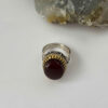 Thumbnail 4: 伊斯兰也门玛瑙银戒指男士款，红色宝石 & Ya Ali 设计