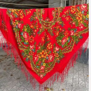宁静优雅手工浅蓝色土库曼围巾 – 传统与宁静的点缀