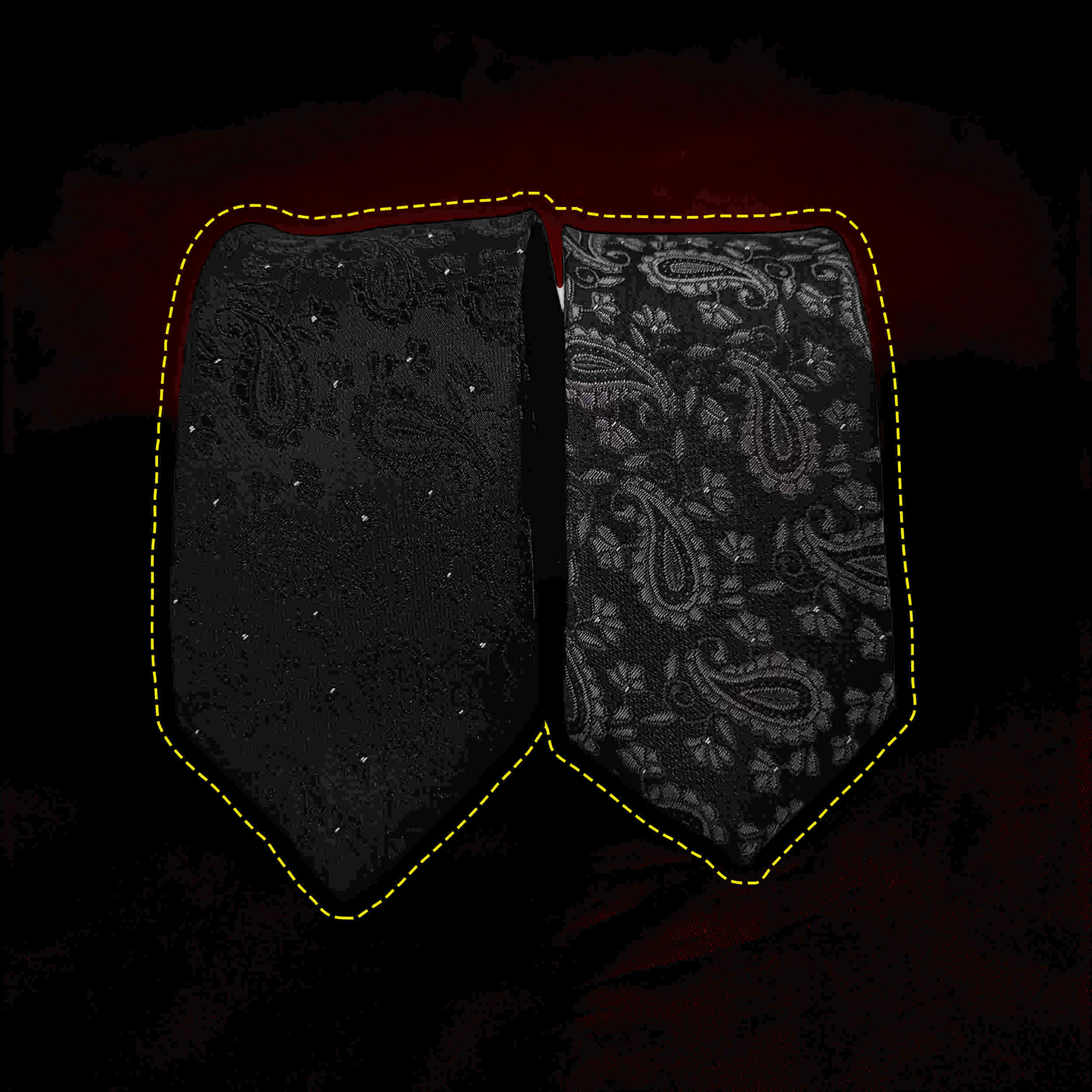 男士领带套装 – 含口袋巾、袖扣及领带夹,佩斯利图案