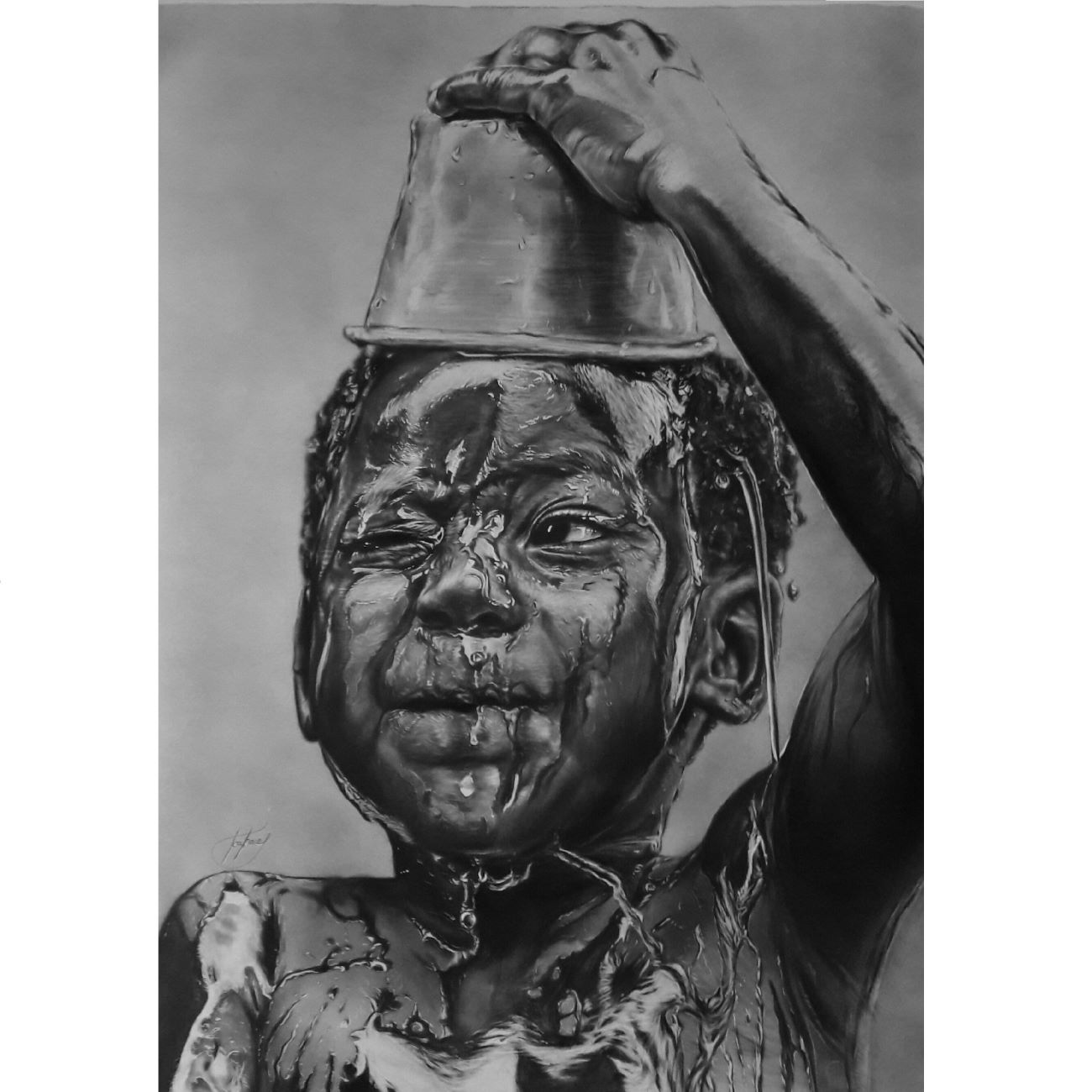 Main image of 原创黑笔画 —— 顽皮孩子的肖像