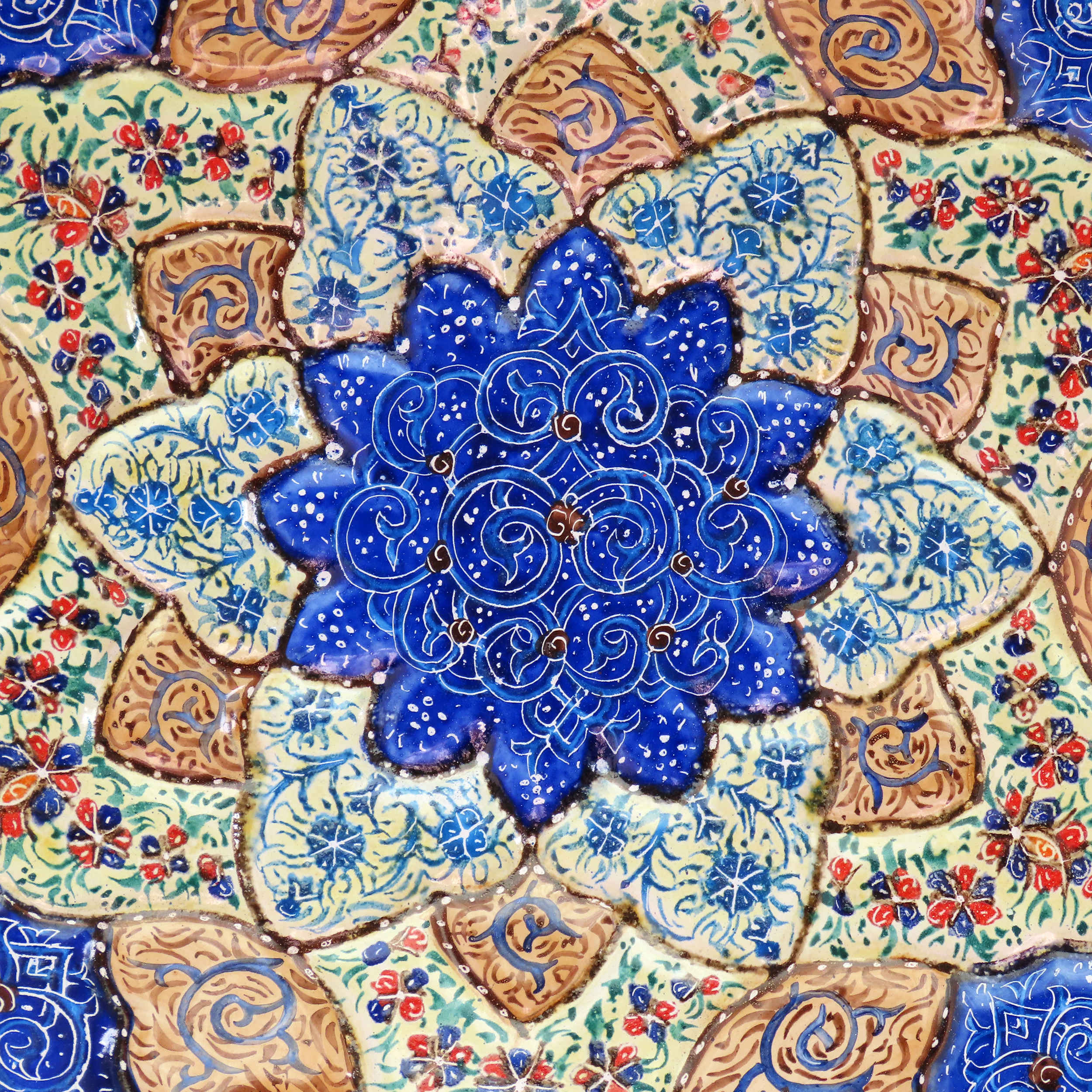 波斯掐丝珐琅铜盘 – 手绘艺术杰作