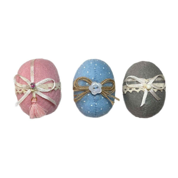 手工陶瓷彩绘蛋 —— 伊朗诺鲁兹庆典，丝带装饰（三个装）