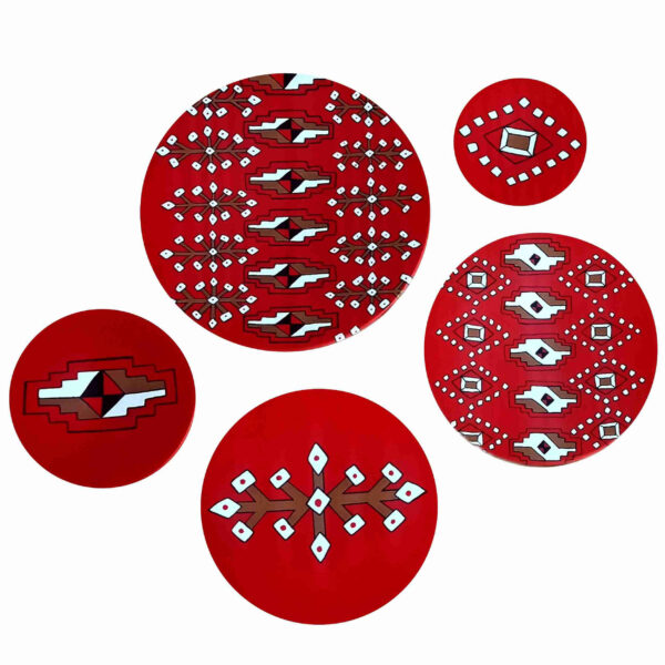 手绘装饰陶瓷盘套装 – 波斯几何设计（5件）