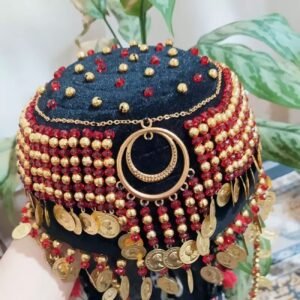 传统库尔德民族帽 – 带硬币设计，适合文化活动