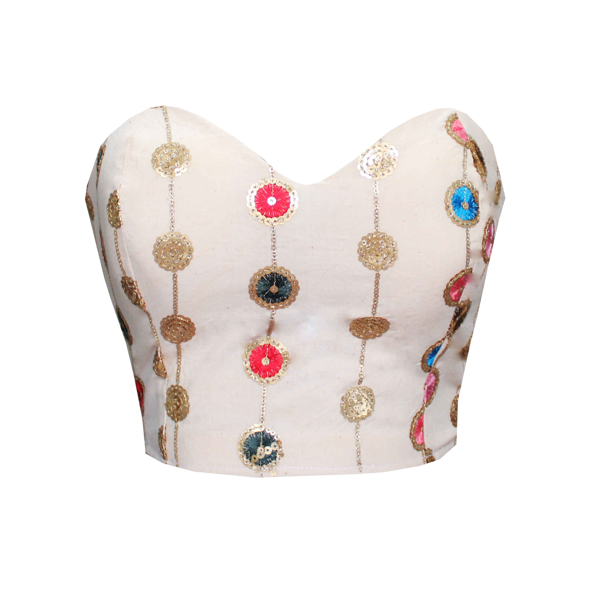 Main image of 女士亚麻短款吊带上衣 – 带亮片刺绣