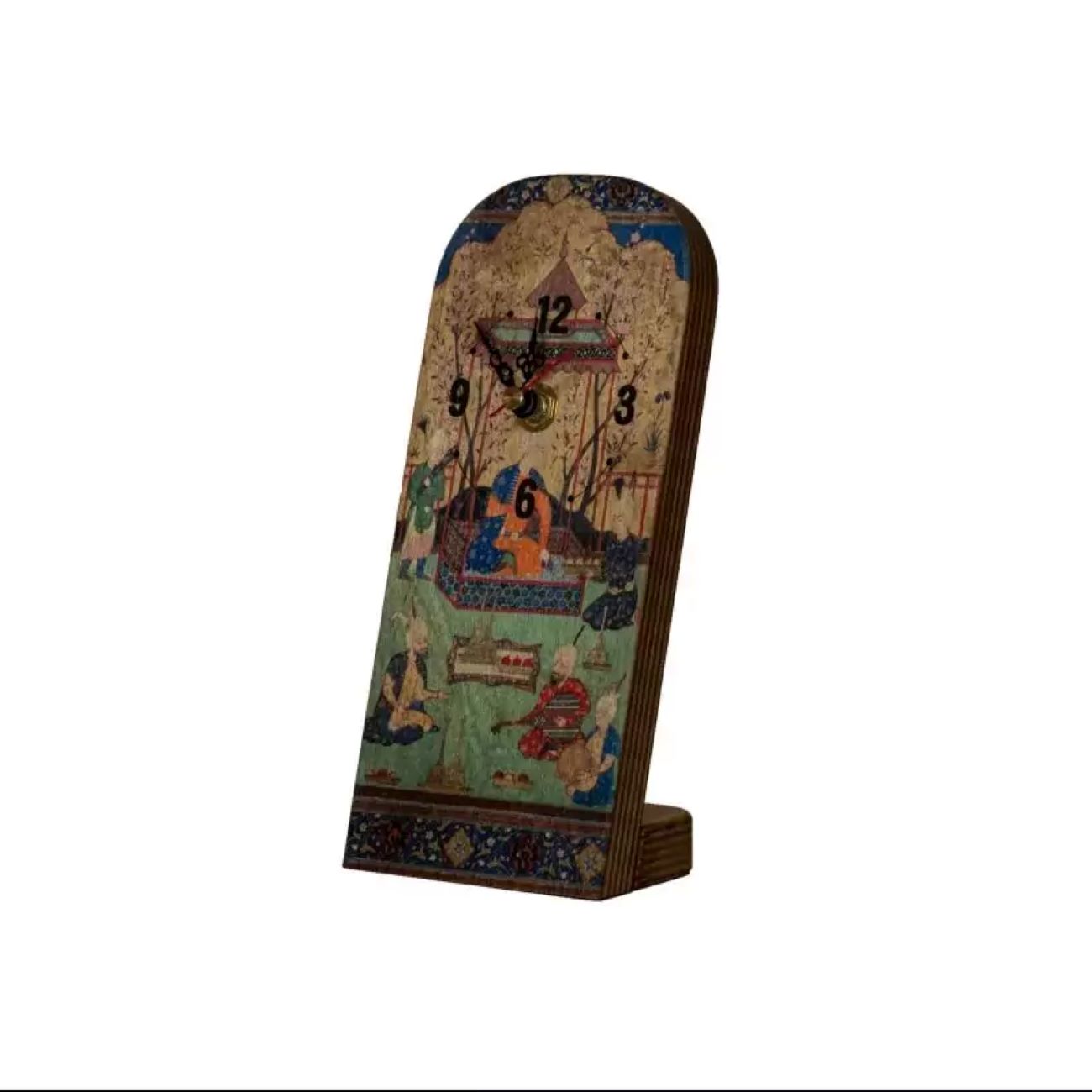 Main image of 木质座钟 – 波斯绘画图案，时尚桌面装饰
