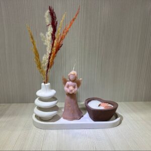 手工天使蜡烛 – 精神宁静之选，送礼与装饰最佳（3件套）