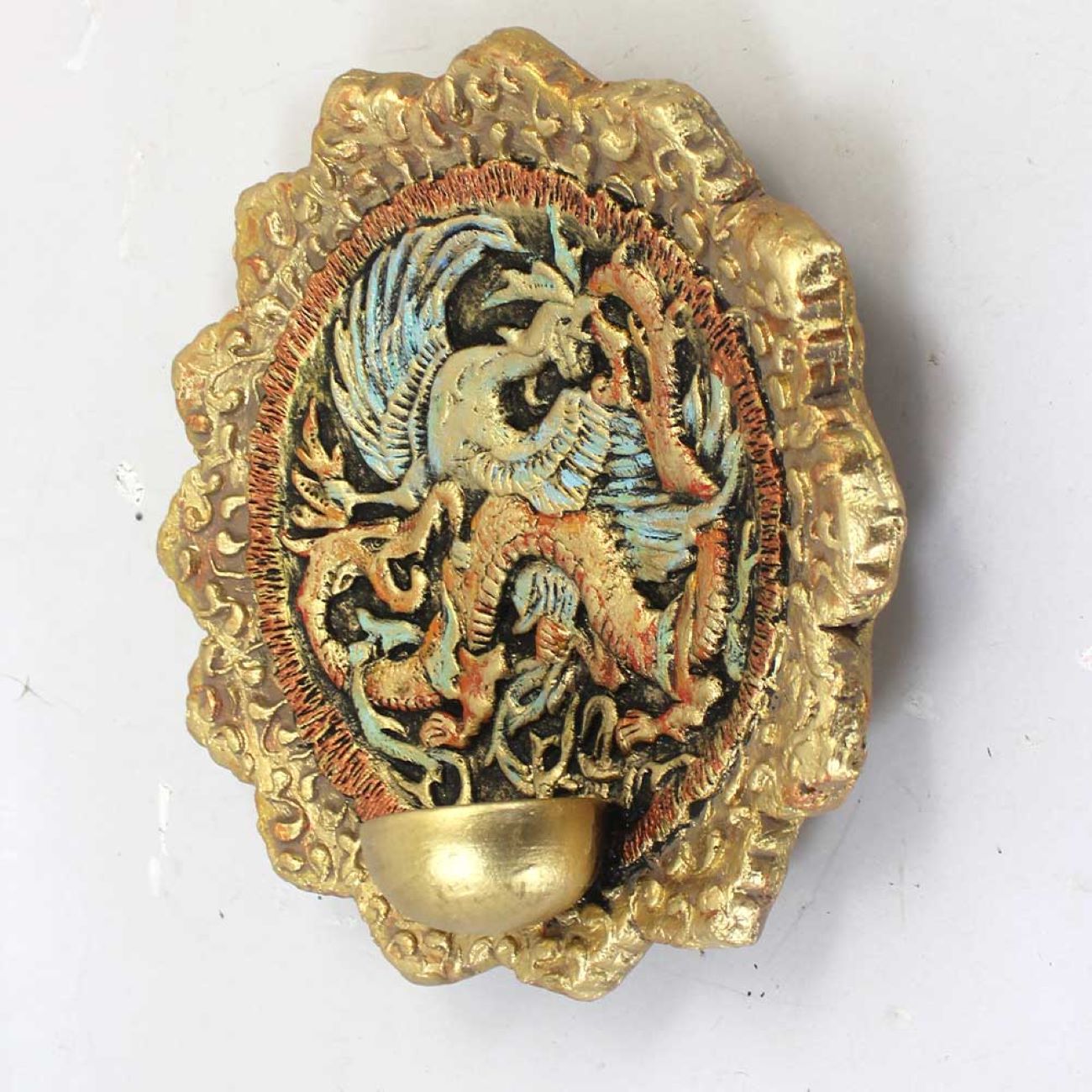 陶瓷墙盘烛台 – 手工艺术设计,龙形风格