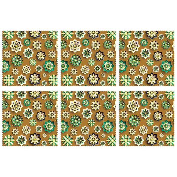 时尚抽象几何餐垫 – 绿色（6件套）