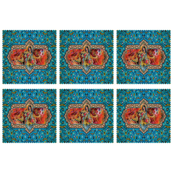 经典波斯微型图案餐垫 – 完美餐桌装饰（6件套）
