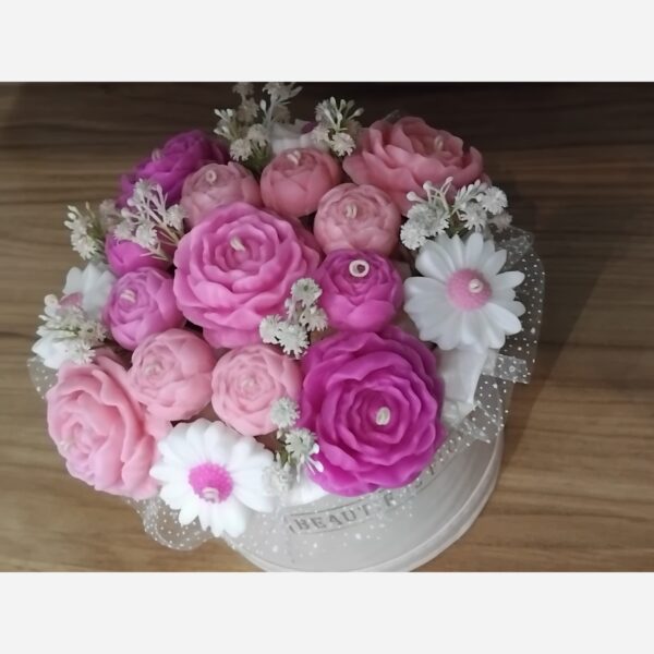 装饰性花卉盒蜡烛 – 粉色花卉设计