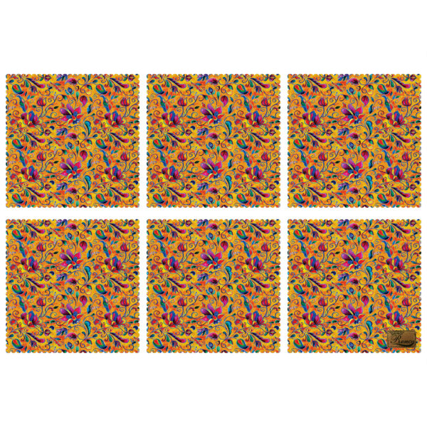 装饰性花卉印花餐垫 – 适合餐桌装饰 (6件套)