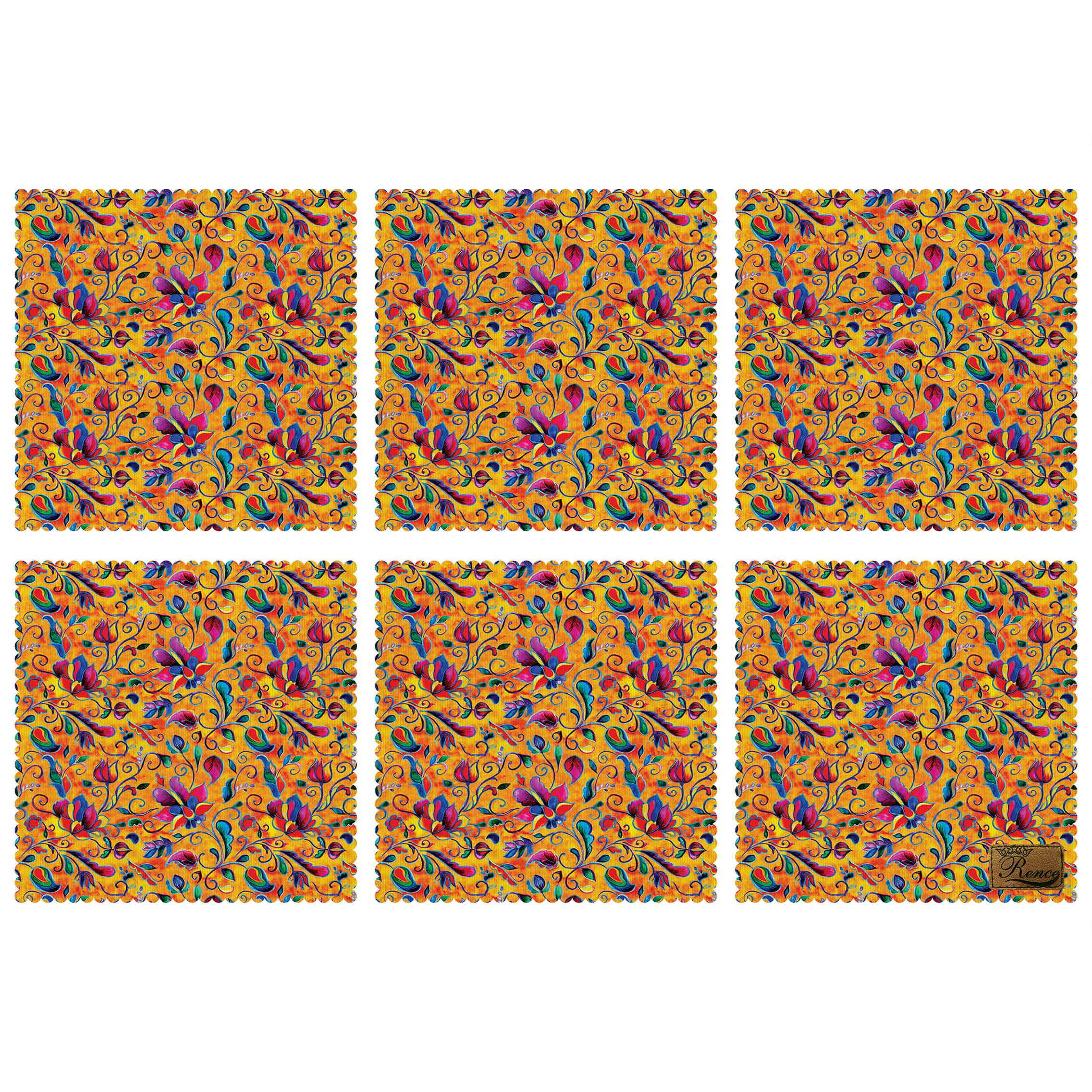 Main image of 装饰性花卉印花餐垫 – 适合餐桌装饰 (6件套)